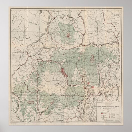  witte bergen Nationale Boskaart (1931) Poster (Voorkant)