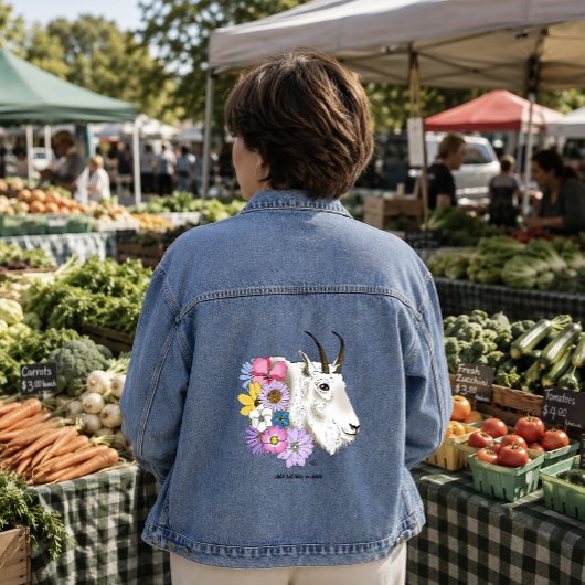Witte Berggeit Bloemen Denim Jacket