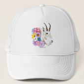 Witte Berggeit Bloemen Trucker Pet (Voorkant)