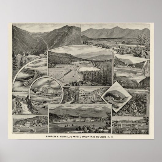 Witte berghuizen van Barron & Merrill, NH Poster (Voorkant)