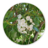 Witte berglaurier groene bladeren keramische knop (Voorkant)
