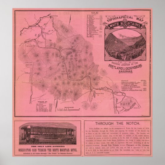 Witte bergtopkaart poster (Voorkant)