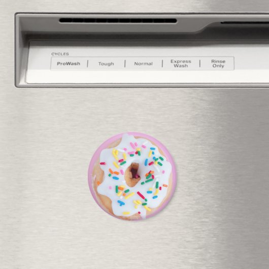 Witte berijpende sprinkles donut magneet (Insitu (Vaatwasser))