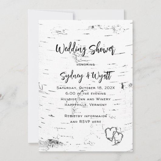 Witte Berk Bark bruiloft douche uitnodiging (Voorkant)