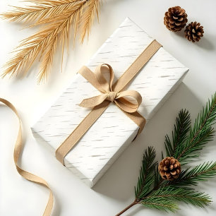 Witte Berk Bark Woodgrain Tree Textuur Kerstmis Cadeaupapier
