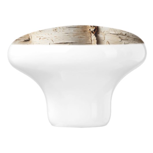 Witte berk bast rustiek land keramische knop (Zijkant)