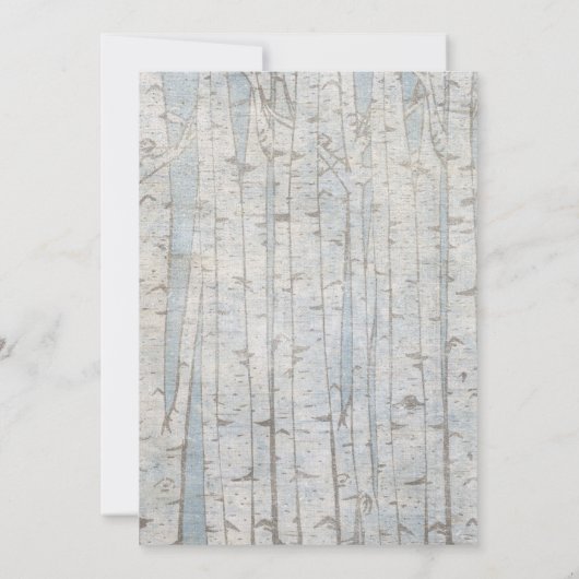 Witte berk boom bruiloft kaart (Achterkant)