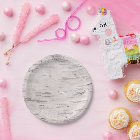 Witte Berk Boom Hout Rustieke Schuur Bruiloft Part Papieren Bordje (Feest)