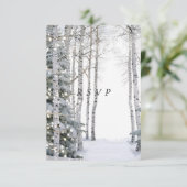 Witte Berk Dennenbomen Winter Licht Sterren RSVP Kaartje (Staand voorkant)