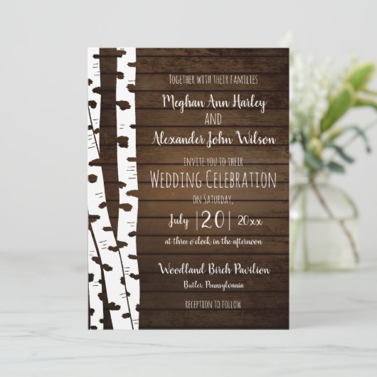 Witte berk en hout kaart (Staand voorkant)