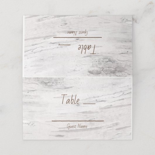 Witte Berk hout rustieke schuur bruiloft tafel sto Plaatskaartje (Buitenkant ongevouwen)
