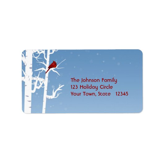 Witte berk, rode vogel adreslabel etiket (Voorkant)