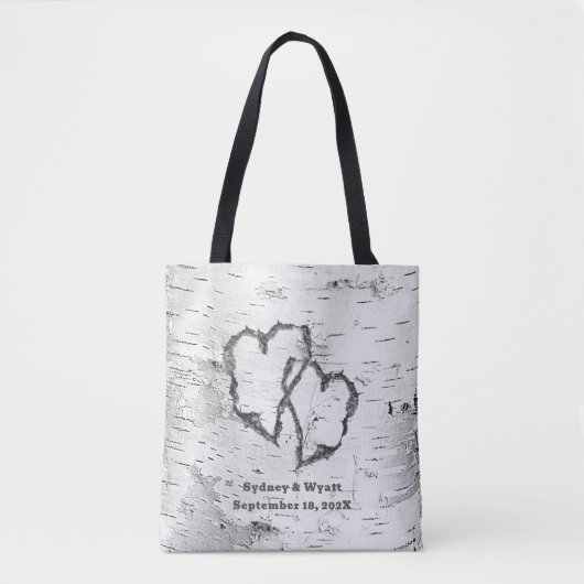 Witte Berk Twee Harten Persoonlijke Trouwdag Tote Bag (Voorkant)