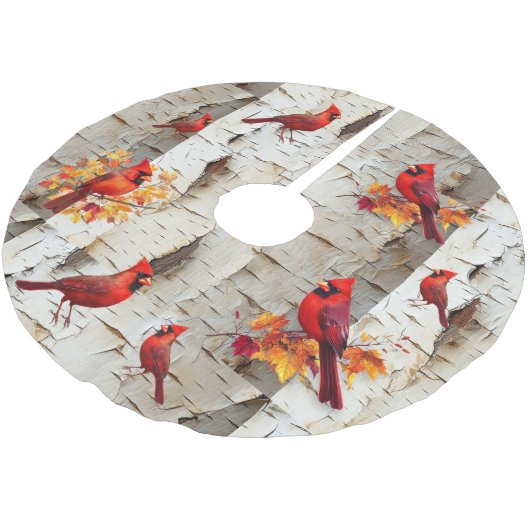 Witte Berkboom Rode Kardinalen Kerstboom Rok (Gekanteld)
