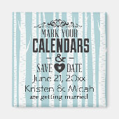 Witte Berken Bewaar de Datum Magneet (Voorkant)