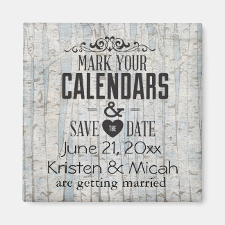 Witte Berken Bewaar de Datum Magneet