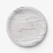 Witte Berken Hout Rustiek Land Schuur Bruiloft Papieren Bordje (Voorkant)