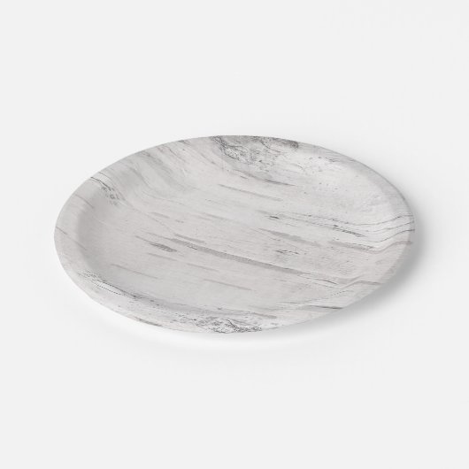 Witte Berken Hout Rustiek Land Schuur Bruiloft Papieren Bordje (Gekanteld)