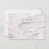 Witte Berken Hout Rustieke Schuur Land Bruiloft RS RSVP Kaartje (Voorkant)