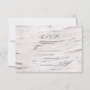 Witte Berken Hout Rustieke Schuur Land Bruiloft RS RSVP Kaartje