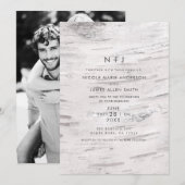 Witte berken hout rustieke schuur moderne foto bru kaart (Voorkant / Achterkant)