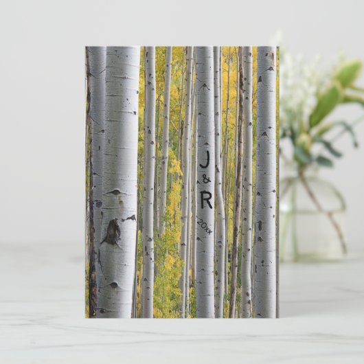 Witte berkenbomen Gay bruiloft uitnodiging (Staand voorkant)