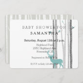 Witte berkenbomen met herten en vogels baby shower kaart (Voorkant / Achterkant)