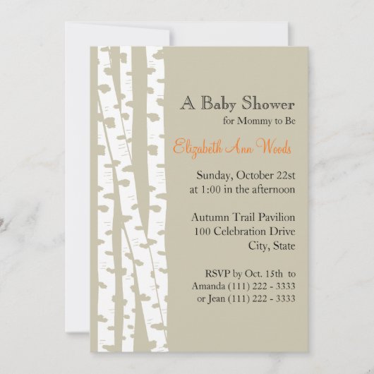 Witte berkenboom/Baby shower Kaart (Voorkant)