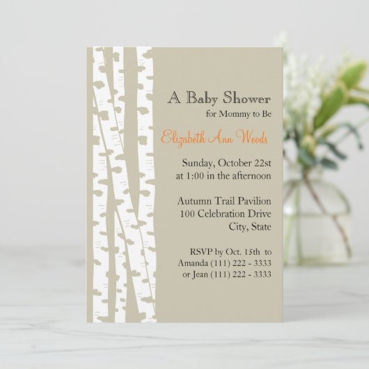 Witte berkenboom/Baby shower Kaart (Staand voorkant)