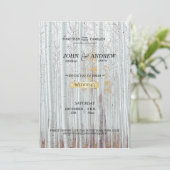 Witte berkenboom bos winter bruiloft kaart (Staand voorkant)