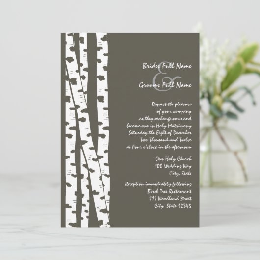 Witte berkenboom/donkerbruin kaart (Staand voorkant)