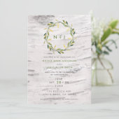 Witte Berkenhouten Landelijke Krans Bruiloft Kaart (Staand voorkant)