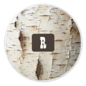 Witte Berkenschors Landelijke Stijl Keramische Knop (Voorkant)