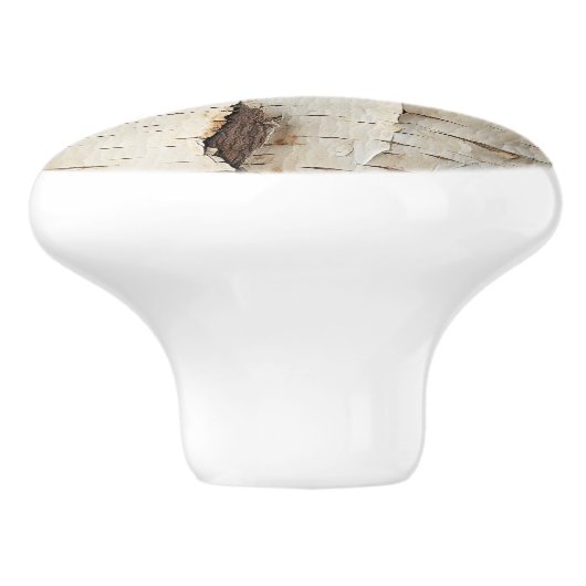 Witte Berkenschors Landelijke Stijl Keramische Knop (Zijkant)