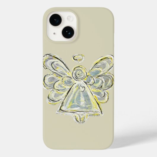 Witte Beschermengel Kunst Aangepast iPhone Hoesje (Achterkant)