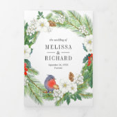 Witte bessen dennenappels 3 in 1 Kerstmis bruiloft Drieluik Uitnodiging (Cover)