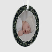 Witte Bessen Donkere Bloem Foto Kerst Geschenk Ornament (voorkant)