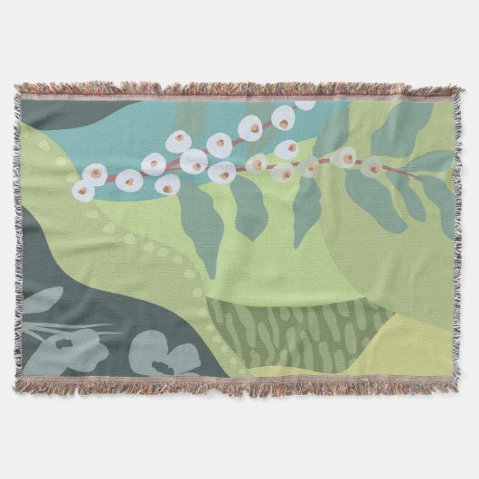 Witte bessen Gemengde Groenen Kleurblokken Modern Deken (Voorkant)