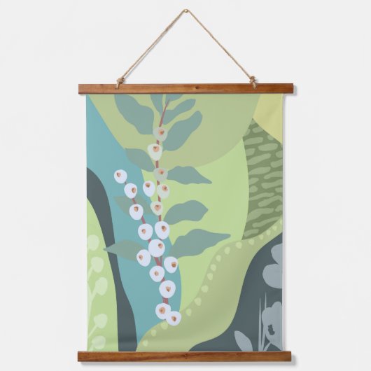 Witte bessen Gemengde Groenen Kleurblokken Modern Hangend Wandkleed (Voorkant)