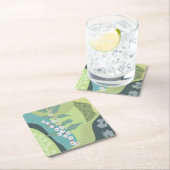 Witte bessen Gemengde Groenen Kleurblokken Modern Kartonnen Onderzetters (Insitu)