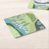 Witte bessen Gemengde Groenen Kleurblokken Modern Kartonnen Onderzetters (Schuin)