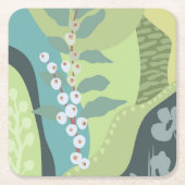 Witte bessen Gemengde Groenen Kleurblokken Modern Kartonnen Onderzetters (Voorkant)