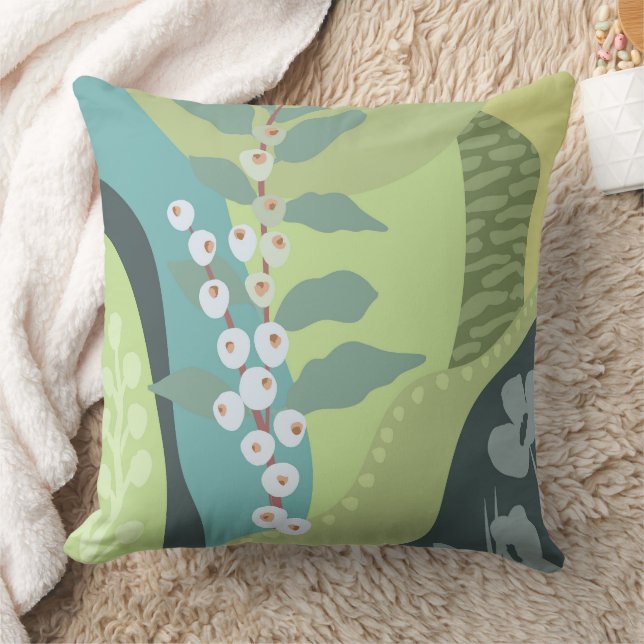 Witte bessen Gemengde Groenen Kleurblokken Modern Kussen (Deken)