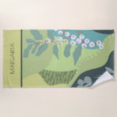 Witte bessen Gemengde Groenen Kleurblokken Modern Strandlaken (Voorkant)