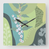 Witte bessen Gemengde Groenen Kleurblokken Modern Vierkante Klok (Voorkant)