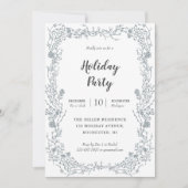 Witte bessen lijst op fluwelen rood vakantie feest kaart (Voorkant)