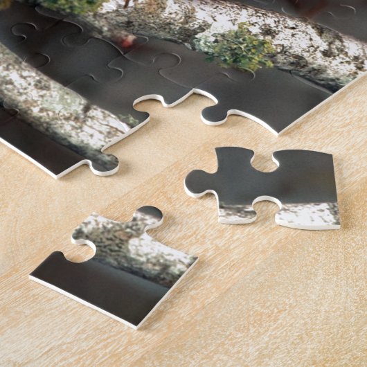 Witte bessen Primitieve kerstrode kardinaal Legpuzzel (Zijkant)