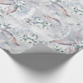 Witte bessen sneeuwscène met bladeren, winter cadeaupapier (Hoek)