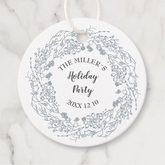 Witte bessen winterkrans bedankjes labels (Voorkant)