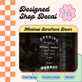 Witte Bewerkbare Openingstijden Venster Plakken vo Raamsticker